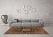 Machine Washable Medallion Brown Traditional Rug in a Living Room,, wshtr1717brn