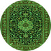 Machine Washable Medallion Green Traditional Area Rugs, wshtr1717grn