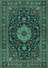 Machine Washable Medallion Turquoise Traditional Area Rugs, wshtr1717turq