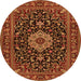 Machine Washable Medallion Orange Traditional Area Rugs, wshtr1717org