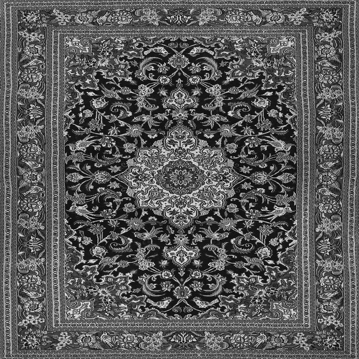 Round Machine Washable Medallion Gray Traditional Rug, wshtr1717gry
