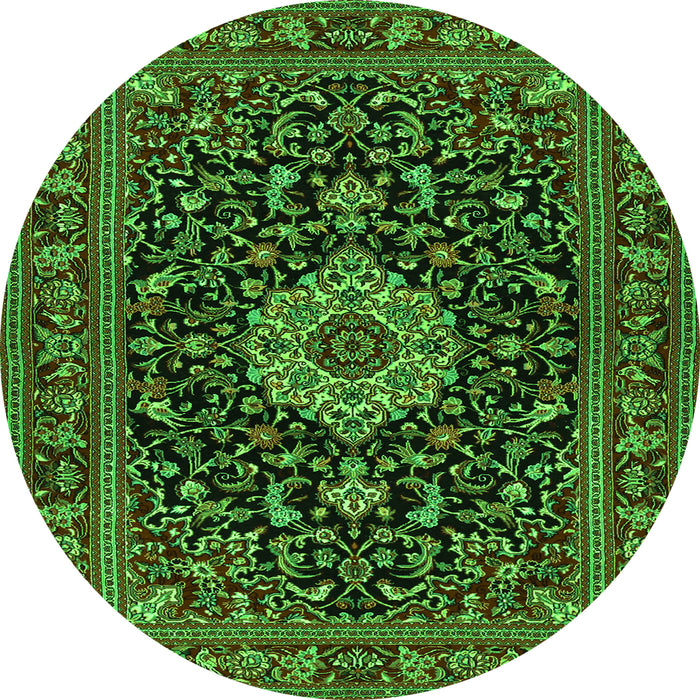 Square Medallion Green Traditional Rug, tr1717grn