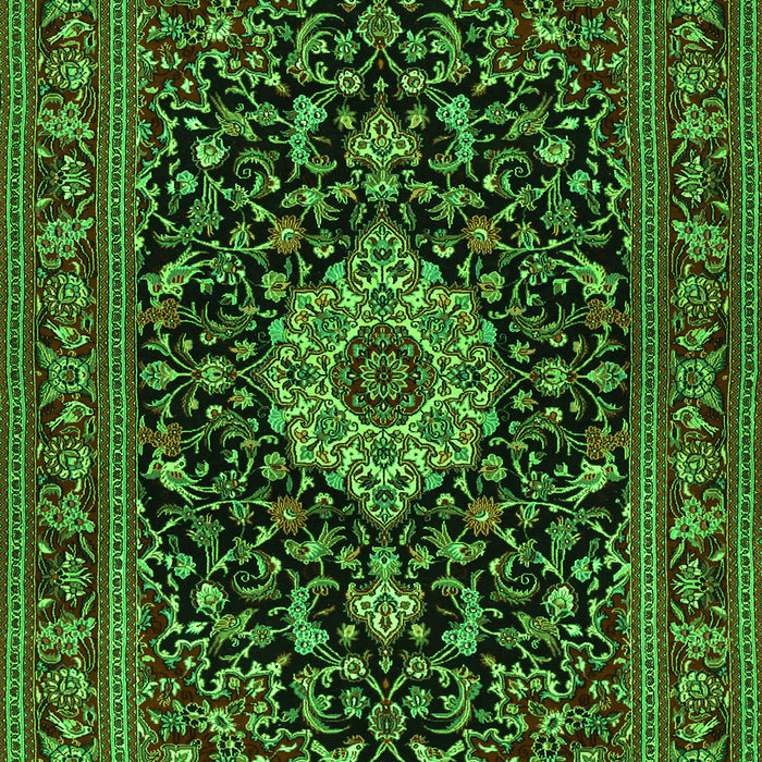 Medallion Green Traditional Rug, tr1717grn