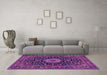 Machine Washable Medallion Purple Traditional Area Rugs in a Living Room, wshtr1717pur