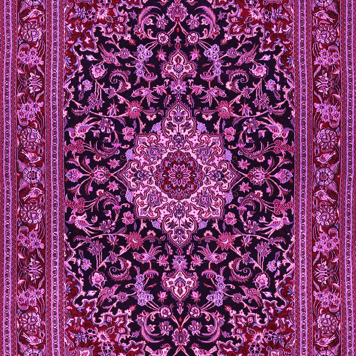 Machine Washable Medallion Pink Traditional Rug, wshtr1717pnk