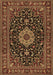 Machine Washable Medallion Brown Traditional Rug, wshtr1717brn