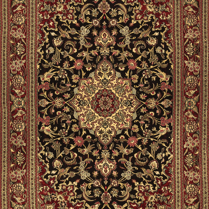 Machine Washable Medallion Brown Traditional Rug, wshtr1717brn