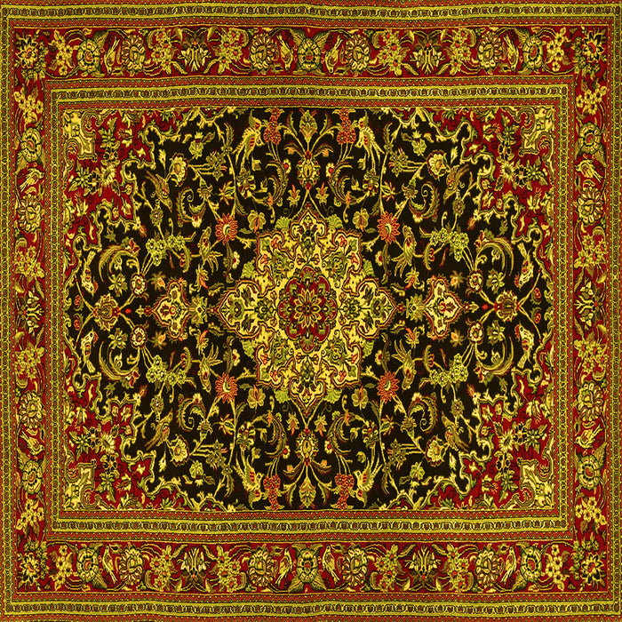 Square Medallion Yellow Traditional Rug, tr1717yw