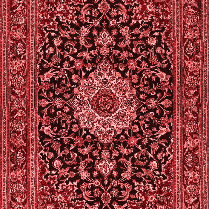 Machine Washable Medallion Red Traditional Rug, wshtr1717red
