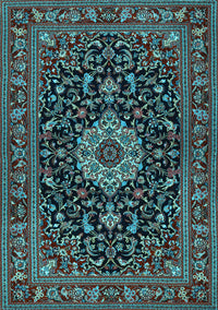 Medallion Light Blue Traditional Rug, tr1717lblu