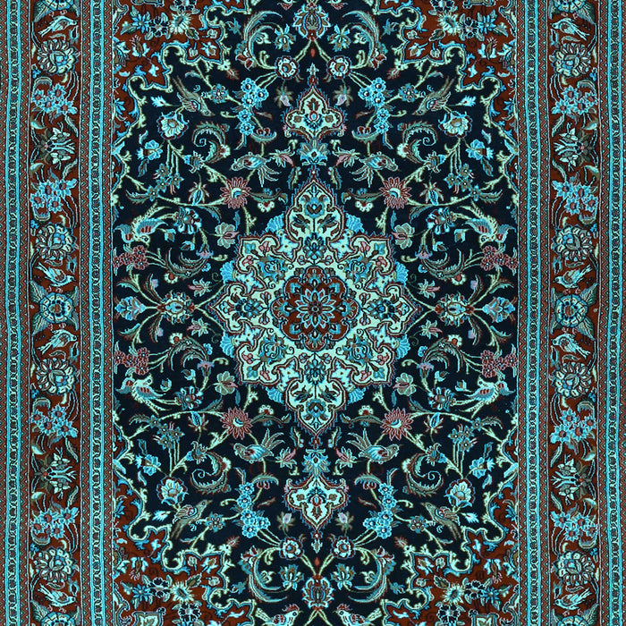 Medallion Light Blue Traditional Rug, tr1717lblu