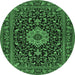 Round Medallion Emerald Green Traditional Rug, tr1717emgrn