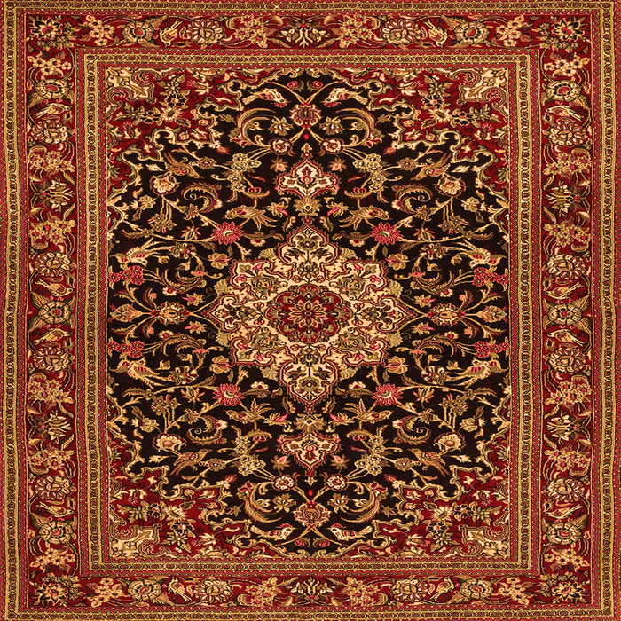 Serging Thickness of Medallion Orange Traditional Rug, tr1717org