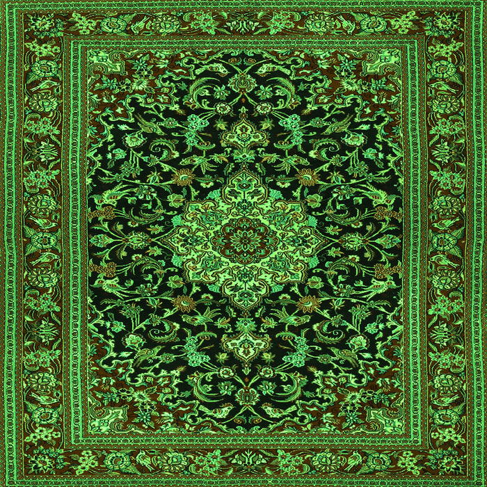 Serging Thickness of Medallion Green Traditional Rug, tr1717grn