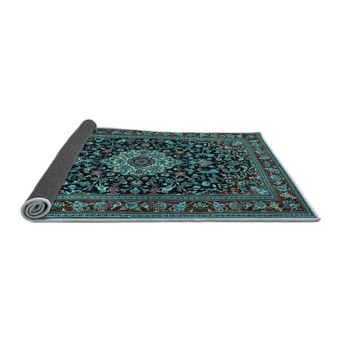 Sideview of Medallion Light Blue Traditional Rug, tr1717lblu