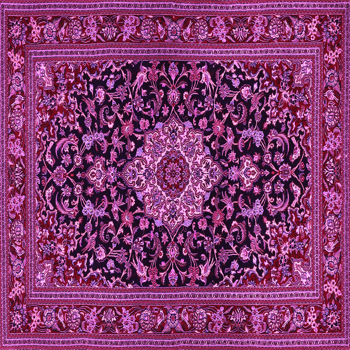 Square Machine Washable Medallion Pink Traditional Rug, wshtr1717pnk