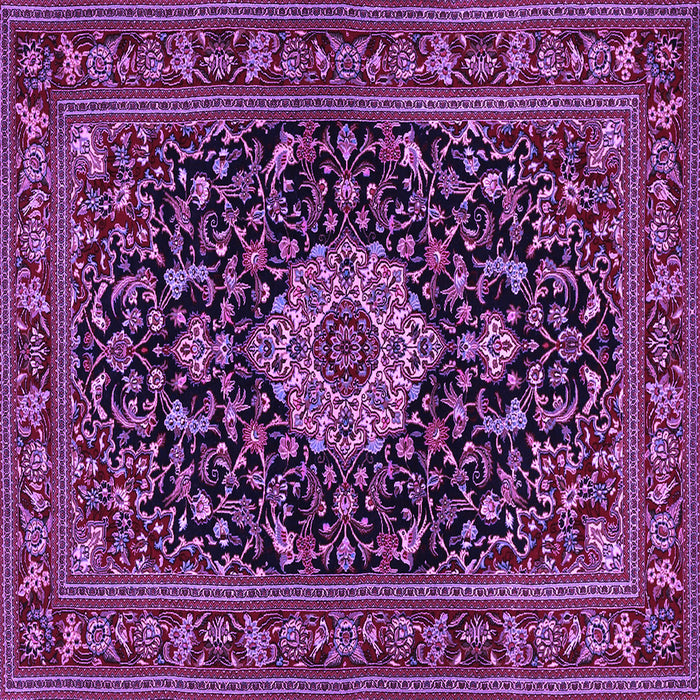 Square Machine Washable Medallion Purple Traditional Area Rugs, wshtr1717pur