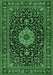 Machine Washable Medallion Emerald Green Traditional Area Rugs, wshtr1717emgrn