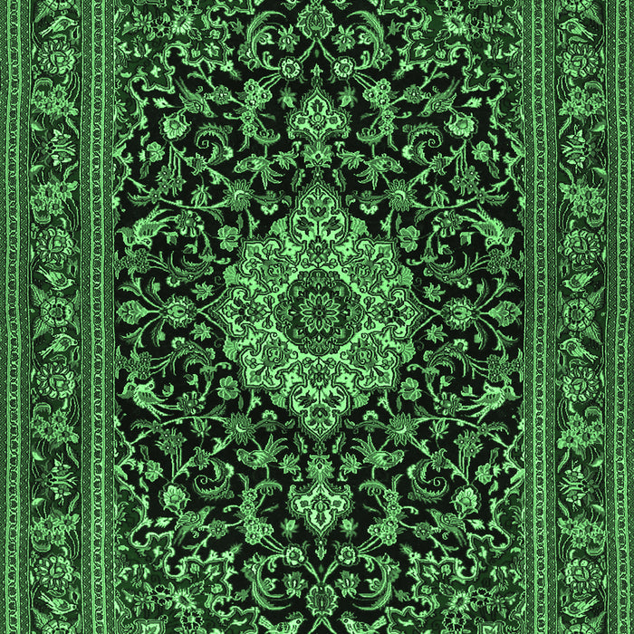 Machine Washable Medallion Emerald Green Traditional Area Rugs, wshtr1717emgrn