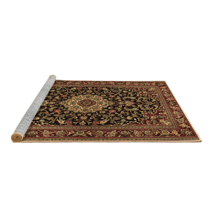 Sideview of Machine Washable Medallion Brown Traditional Rug, wshtr1717brn