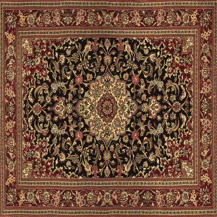 Square Machine Washable Medallion Brown Traditional Rug, wshtr1717brn