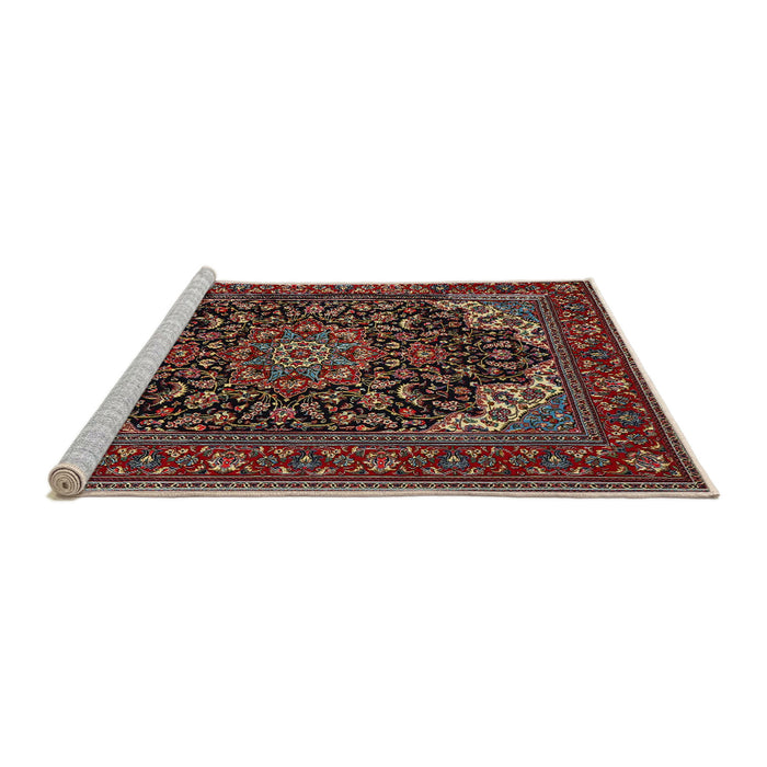 Sideview of Machine Washable Traditional Dark Almond Brown Rug, wshtr1718