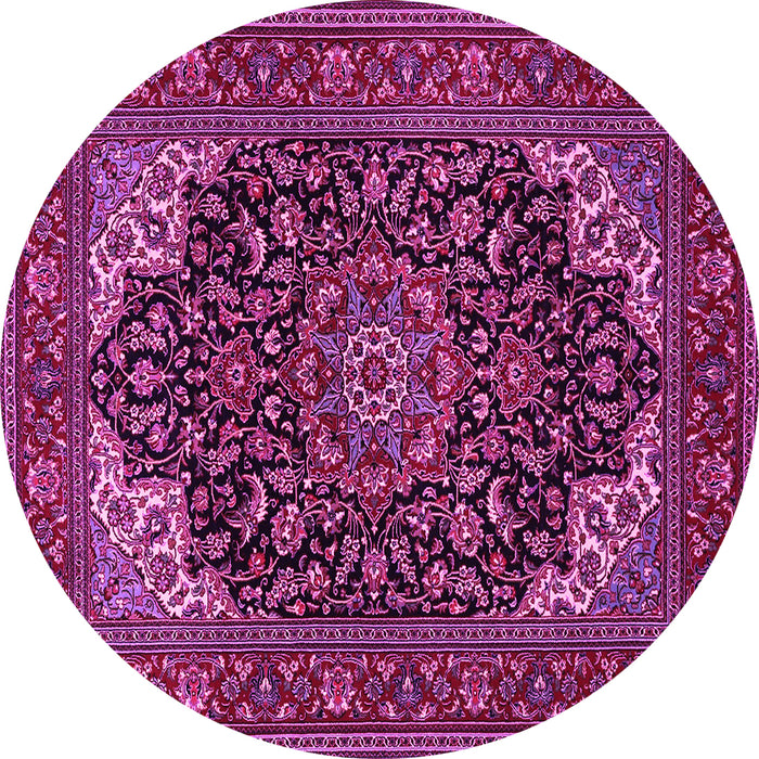 Round Medallion Pink Traditional Rug, tr1718pnk