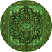 Machine Washable Medallion Green Traditional Area Rugs, wshtr1718grn