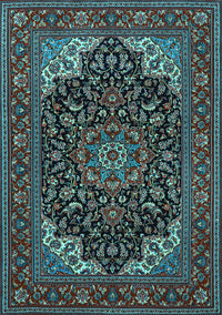 Medallion Light Blue Traditional Rug, tr1718lblu