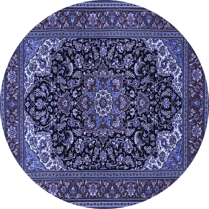 Round Medallion Blue Traditional Rug, tr1718blu