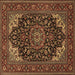 Square Medallion Brown Traditional Rug, tr1718brn