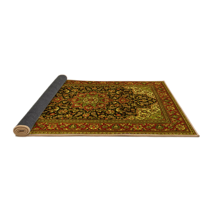 Sideview of Medallion Yellow Traditional Rug, tr1718yw
