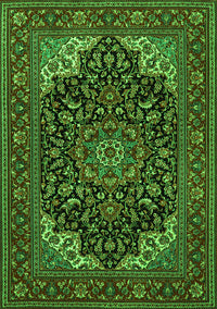 Medallion Green Traditional Rug, tr1718grn