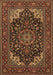 Machine Washable Medallion Brown Traditional Rug, wshtr1718brn