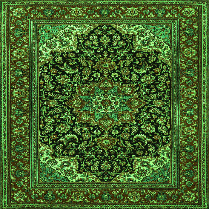 Serging Thickness of Medallion Green Traditional Rug, tr1718grn