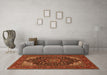 Machine Washable Medallion Orange Traditional Area Rugs in a Living Room, wshtr1718org