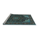 Sideview of Machine Washable Medallion Light Blue Traditional Rug, wshtr1718lblu