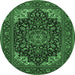 Round Medallion Emerald Green Traditional Rug, tr1718emgrn