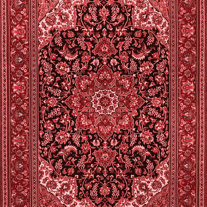 Machine Washable Medallion Red Traditional Rug, wshtr1718red