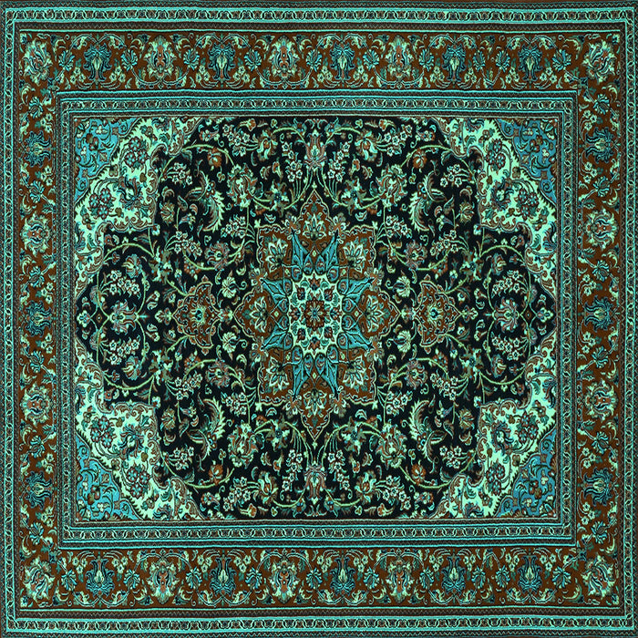 Square Medallion Turquoise Traditional Rug, tr1718turq