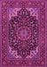 Machine Washable Medallion Pink Traditional Rug, wshtr1718pnk