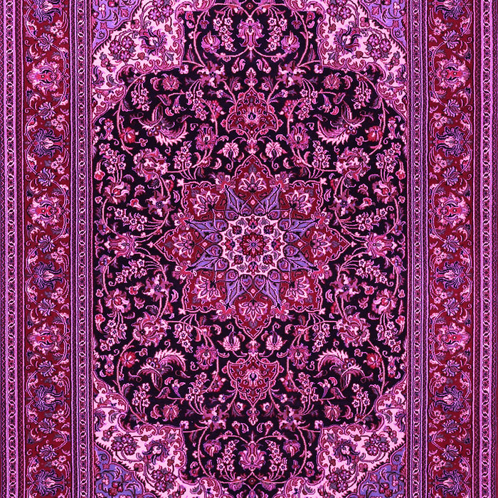 Machine Washable Medallion Pink Traditional Rug, wshtr1718pnk