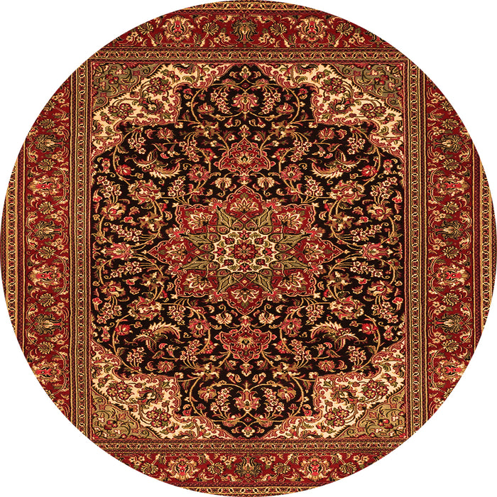 Machine Washable Medallion Orange Traditional Area Rugs, wshtr1718org