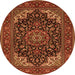 Machine Washable Medallion Orange Traditional Area Rugs, wshtr1718org