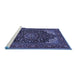 Sideview of Machine Washable Medallion Blue Traditional Rug, wshtr1718blu