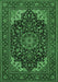 Machine Washable Medallion Emerald Green Traditional Area Rugs, wshtr1718emgrn