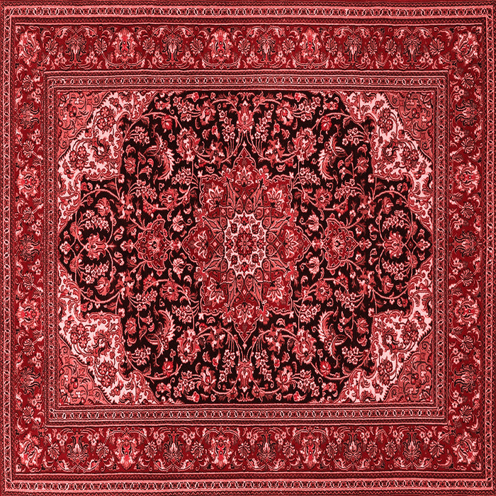 Machine Washable Medallion Red Traditional Rug, wshtr1718red