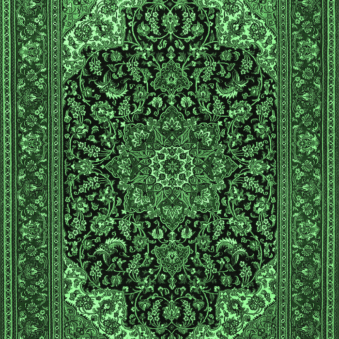 Medallion Emerald Green Traditional Rug, tr1718emgrn