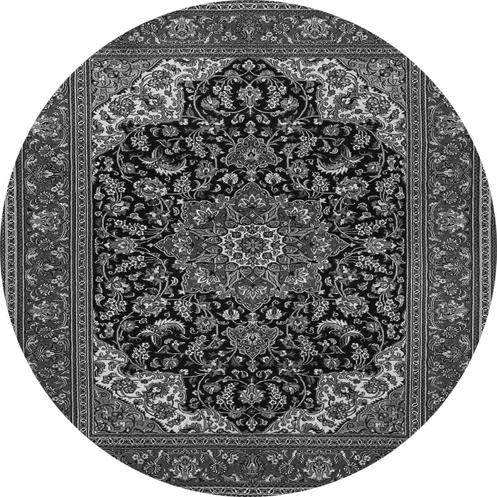 Machine Washable Medallion Gray Traditional Rug, wshtr1718gry
