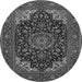 Machine Washable Medallion Gray Traditional Rug, wshtr1718gry